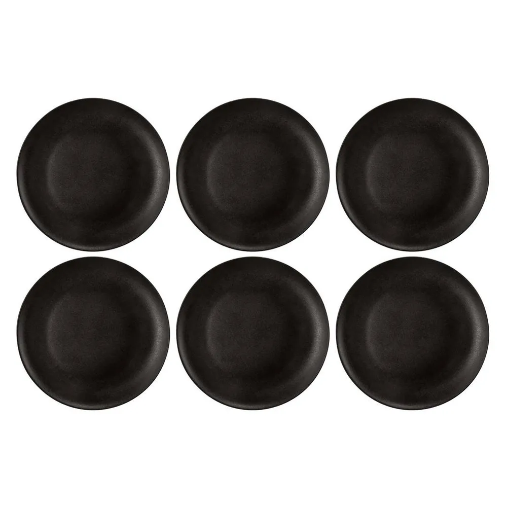 Тарелки для салата фарфоровые Seltmann Weiden Liberty Velvet Black 22,5 см, набор 6 шт, чёрные