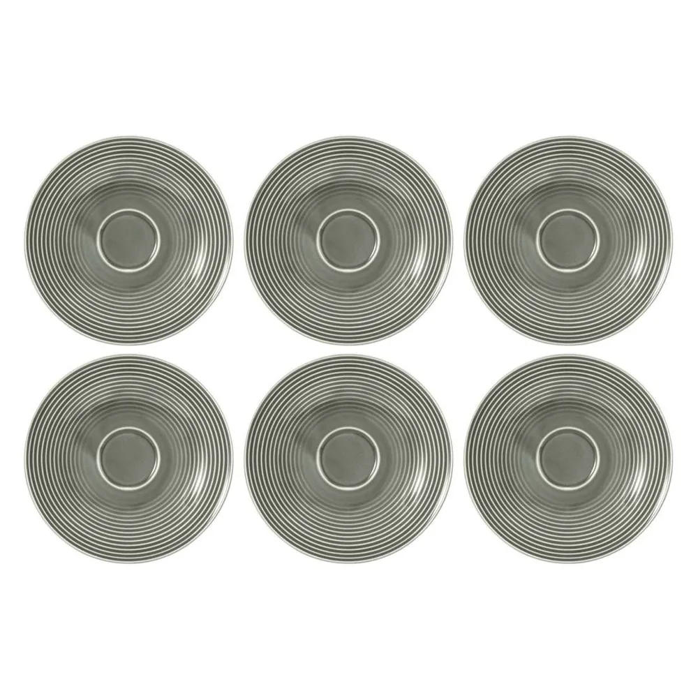 Блюдца фарфоровые Seltmann Weiden Beat Color Glaze 16,5 см, набор 6 шт, серые