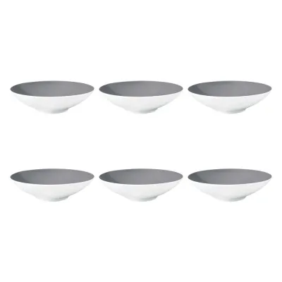 Тарелки суповые глубокие фарфоровые Seltmann Weiden Life Fashion Elegant Grey 20 см, набор 6 шт, белые с серым внутри