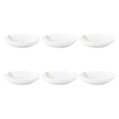 Тарелки глубокие суповые фарфоровые Seltmann Weiden Meadow Grasses Green 21 см, набор 6 шт, белые