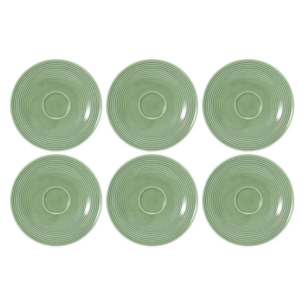 Блюдца фарфоровые Seltmann Weiden Beat Color Glaze 16,5 см, набор 6 шт, эвкалиптовые