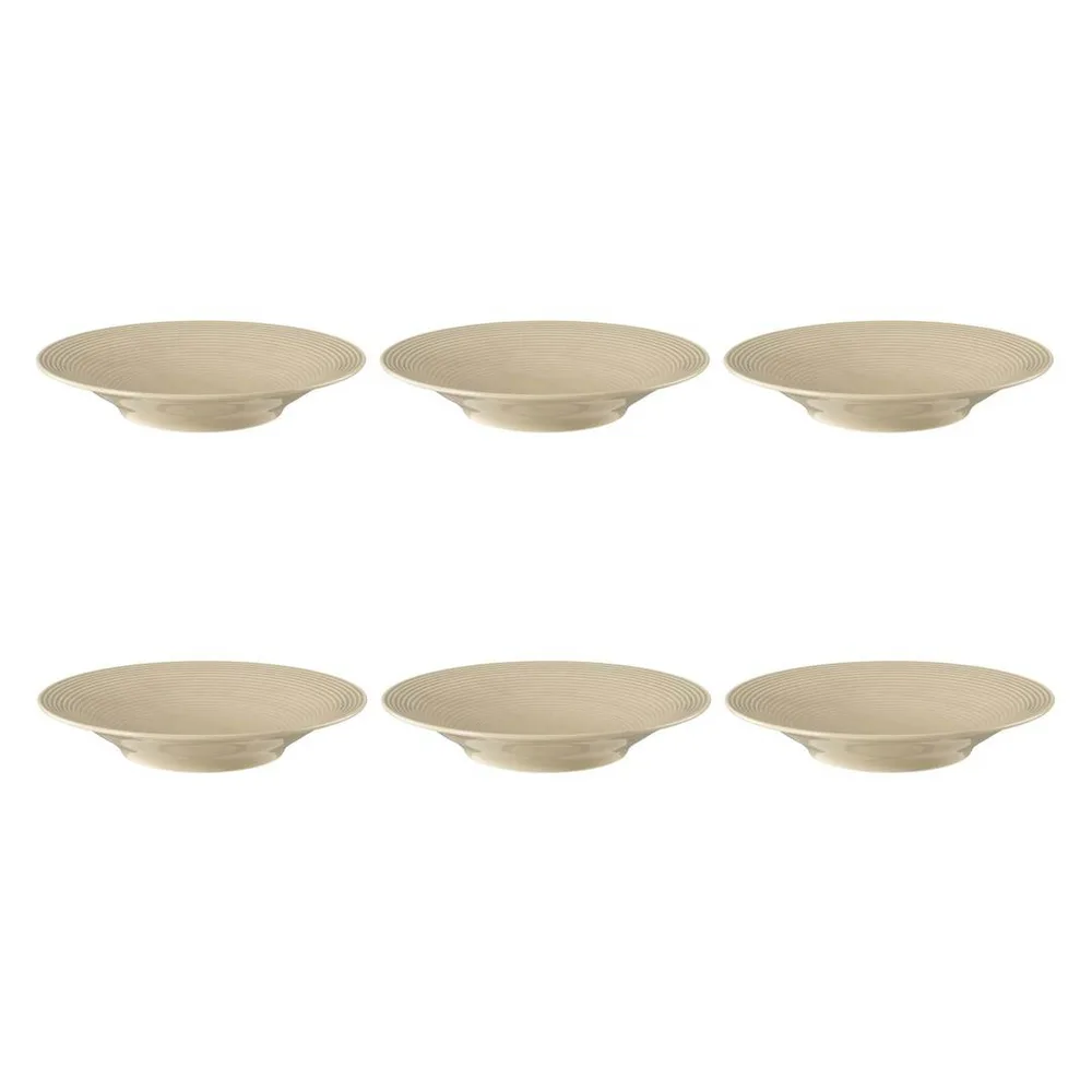 Тарелки глубокие суповые фарфоровые Seltmann Weiden Beat Color Glaze 22,5 см, набор 6 шт, бежевые
