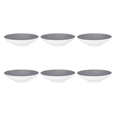 Тарелки суповые глубокие фарфоровые Seltmann Weiden Life Fashion Elegant Grey 23 см, набор 6 шт, белые с серым внутри