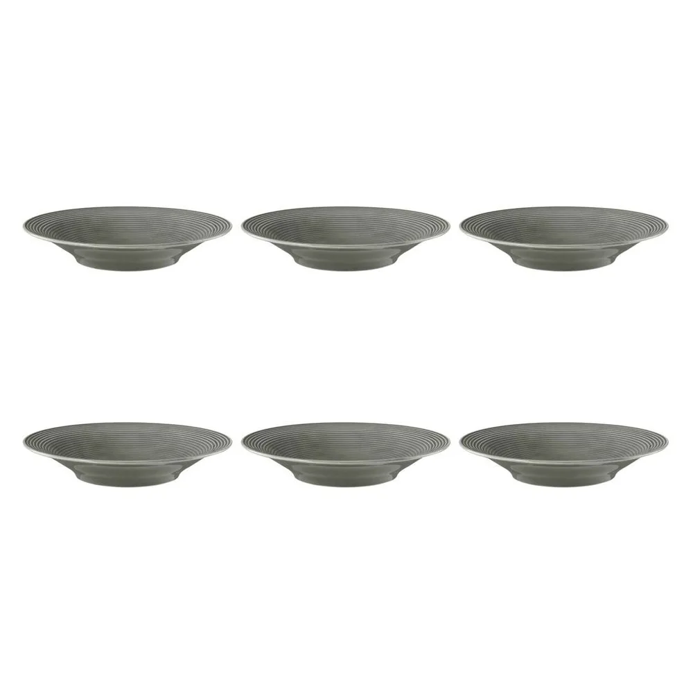 Тарелки глубокие фарфоровые Seltmann Weiden Beat Color Glaze 22,5 см, набор 6 шт, серые
