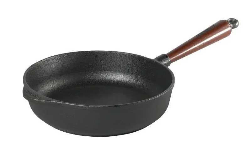 Глубокая сковорода Skeppshult 25 см с деревянной ручкой, чугун, для жарки мяса и рыбы, для соусов