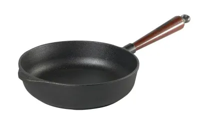 Глубокая сковорода Skeppshult 25 см с деревянной ручкой, чугун, для жарки мяса и рыбы, для соусов