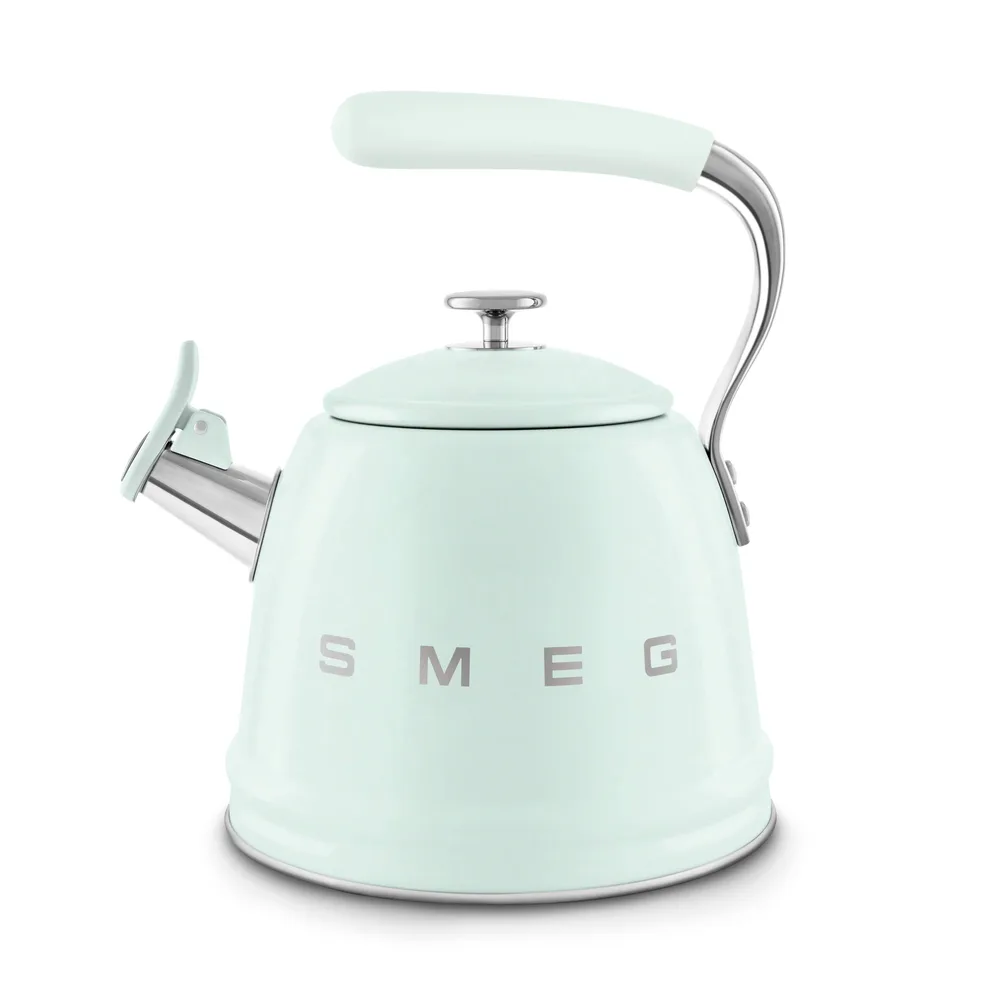 Чайник со свистком Smeg 50's Retro Style 2,3 л, алюминий и нержавеющая сталь, пастельно-зелёный