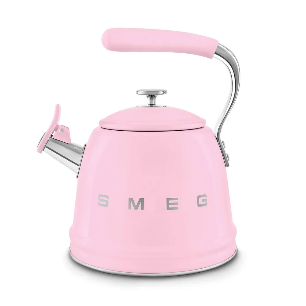 Чайник со свистком Smeg 50's Retro Style 2,3 л, алюминий и нержавеющая сталь, пастельно-розовый