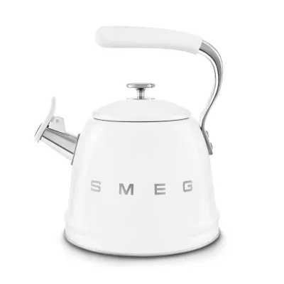 Чайник со свистком Smeg 50's Retro Style 2,3 л, алюминий и нержавеющая сталь, белый