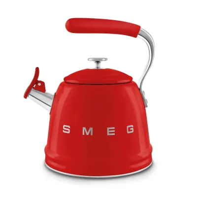 Чайник со свистком Smeg 50's Retro Style 2,3 л, алюминий и нержавеющая сталь, красный