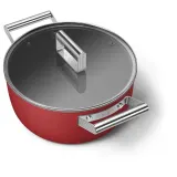 Кастрюля Smeg 50's Style CKFC2611RDM 26 см, 7,7 л, антипригарное покрытие, красная — фото 8