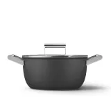 Кастрюля Smeg 50's Style CSF2412BLM 24 см, 5,4 л, керамическое антипригарное покрытие, чёрная матовая — фото 1