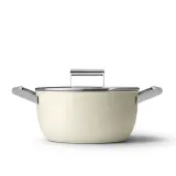 Кастрюля Smeg 50's Style CSF2412CRM 24 см, 5,4 л, с керамическим антипригарным покрытием, кремовая — фото 1