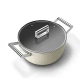 Кастрюля Smeg 50's Style CSF2412CRM 24 см, 5,4 л, с керамическим антипригарным покрытием, кремовая — фото 2