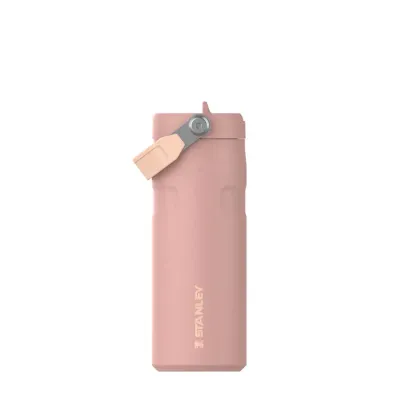 Термобутылка Stanley IceFlow Flip Straw 470 мл с трубочкой, вакуумная изоляция, нержавеющая сталь, Peach Rose розовая