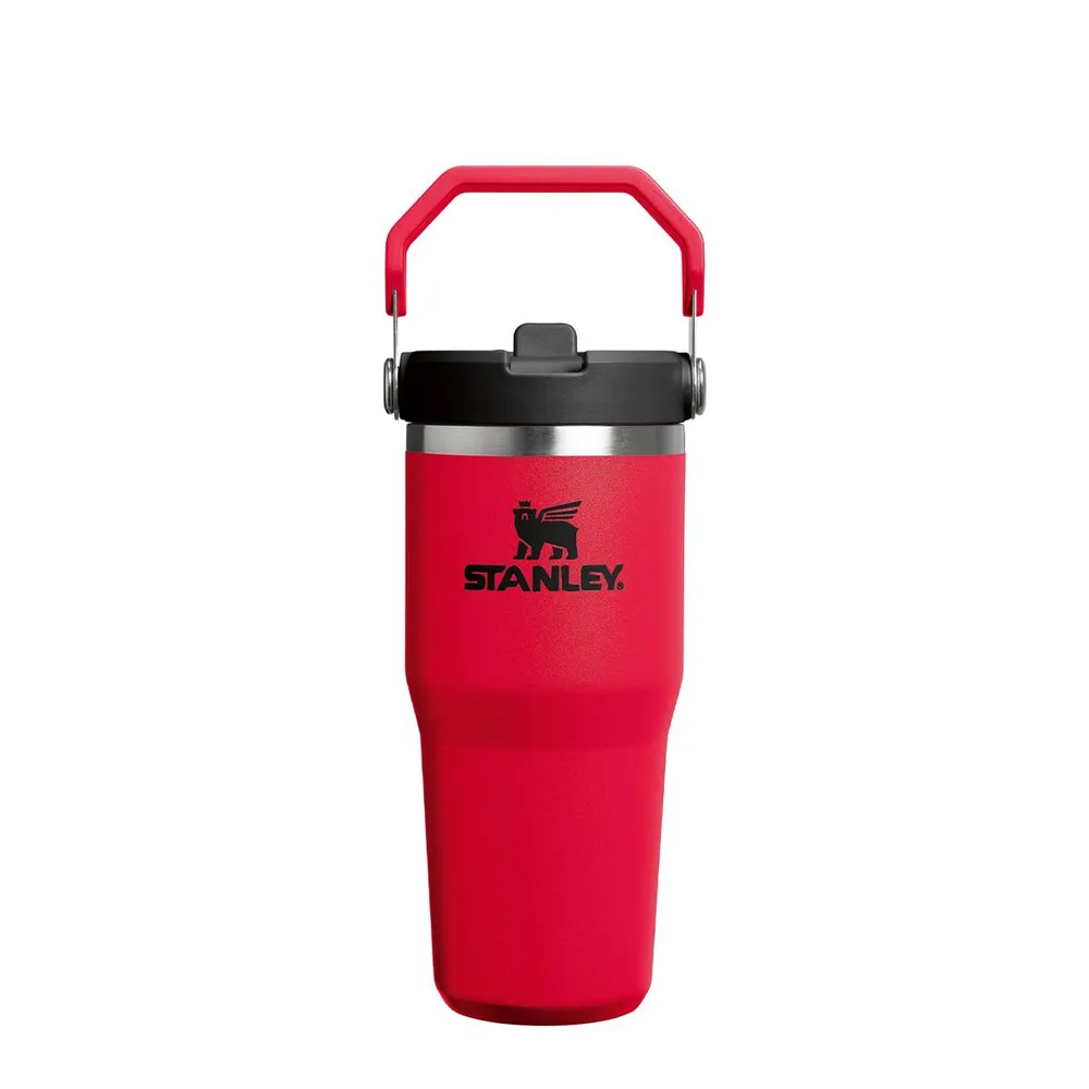 Термокружка Stanley IceFlow Flip Straw 0,41 л с трубочкой и ручкой, для холодных напитков, нержавеющая сталь, Chili Black