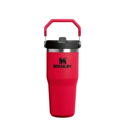 Термокружка Stanley IceFlow Flip Straw 0,41 л с трубочкой и ручкой, для холодных напитков, нержавеющая сталь, Chili Black