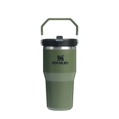 Термокружка с трубочкой Stanley IceFlow Flip Straw 600 мл, сталь 18/8, зелёная Dried Pine