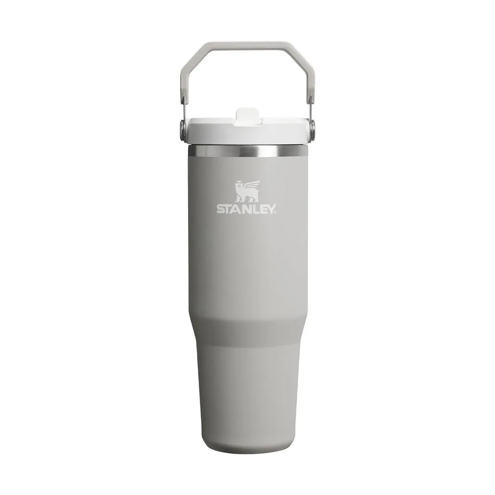 Термокружка Stanley IceFlow Flip Straw 890 мл с трубочкой и складной ручкой, для холодных напитков, серая Ash