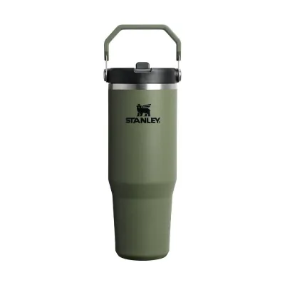 Термокружка Stanley IceFlow Flip Straw 890 мл с трубочкой, герметичная, для холодных напитков, зелёная Dried Pine