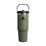 Термокружка Stanley IceFlow Flip Straw 890 мл с трубочкой, герметичная, для холодных напитков, зелёная Dried Pine — фото 1