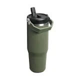 Термокружка Stanley IceFlow Flip Straw 890 мл с трубочкой, герметичная, для холодных напитков, зелёная Dried Pine — фото 2