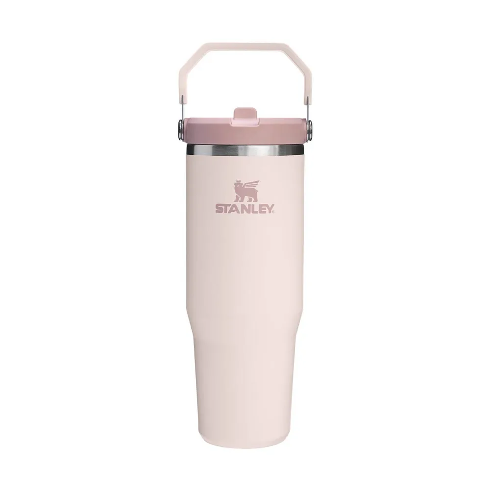 Термокружка Stanley IceFlow Flip Straw 890 мл с трубочкой и складной ручкой, для холодных напитков, Rose Quartz розовая