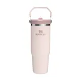 Термокружка Stanley IceFlow Flip Straw 890 мл с трубочкой и складной ручкой, для холодных напитков, Rose Quartz розовая — фото 1