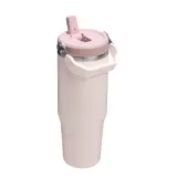 Термокружка Stanley IceFlow Flip Straw 890 мл с трубочкой и складной ручкой, для холодных напитков, Rose Quartz розовая — фото 2