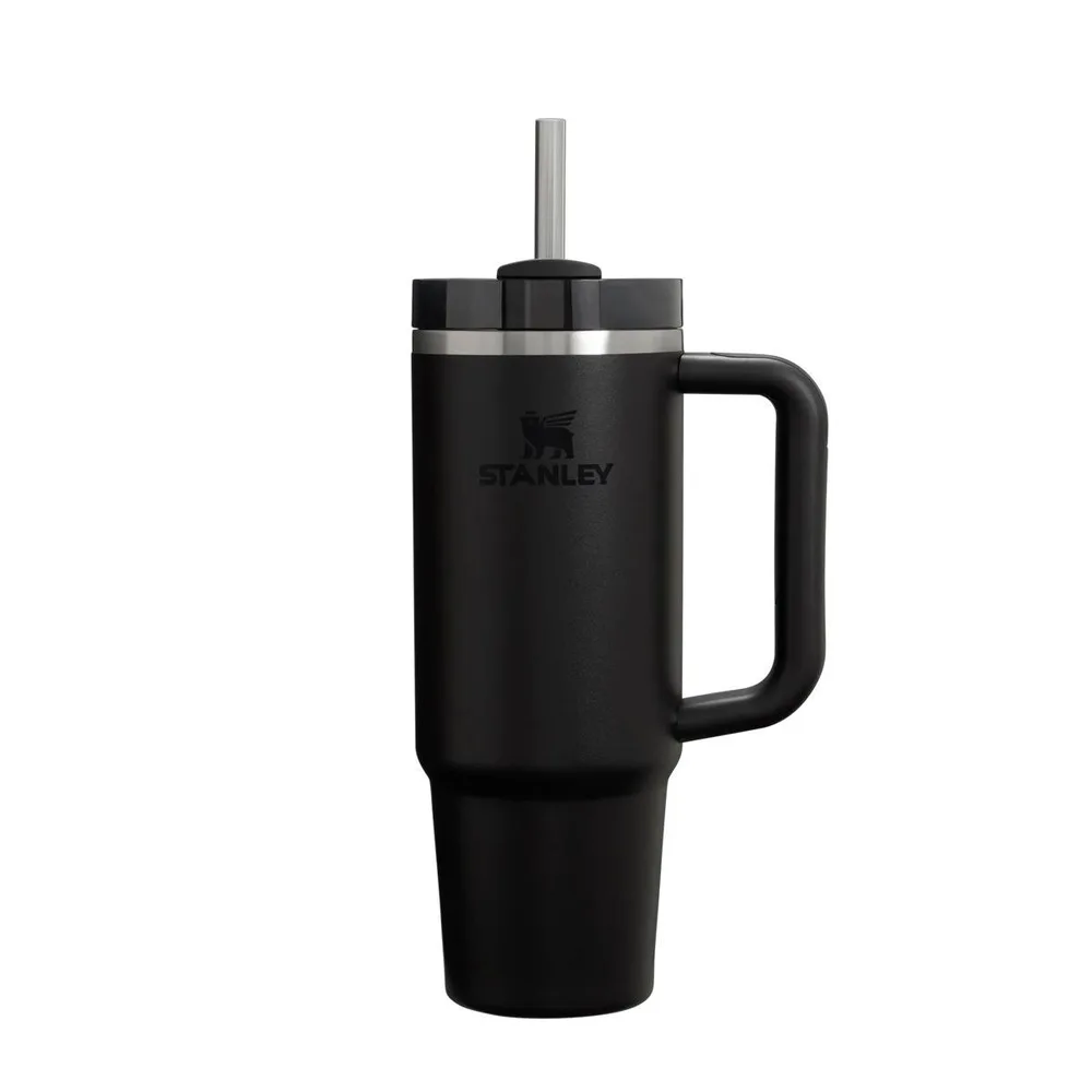 Термокружка Stanley Quencher H2.0 FlowState 890 мл с трубочкой, для автомобильного подстаканника, чёрная Black 2.0