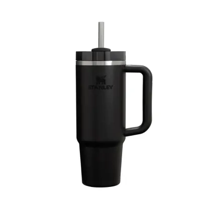 Термокружка Stanley Quencher H2.0 FlowState 890 мл с трубочкой, для автомобильного подстаканника, чёрная Black 2.0