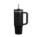 Термокружка Stanley Quencher H2.0 FlowState 890 мл с трубочкой, для автомобильного подстаканника, чёрная Black 2.0 — фото 1