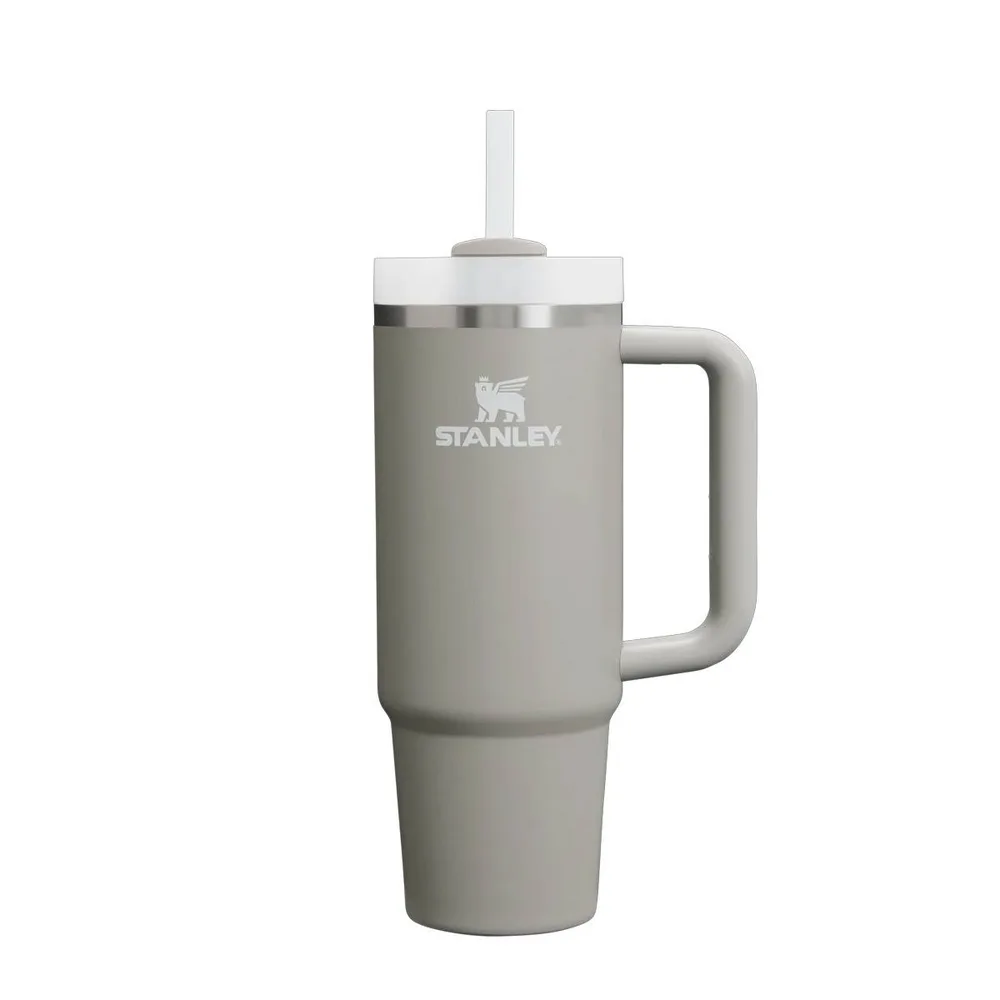 Термокружка Stanley Quencher H2.0 FlowState 890 мл с ручкой и трубочкой, сталь на 90% из переработки, серая Ash