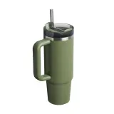 Термокружка Stanley Quencher H2.0 FlowState 890 мл, ручка и трубочка, сталь на 90% вторичная, зелёная Dried Pine — фото 3