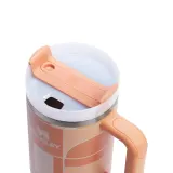 Термокружка Stanley Quencher H2.O FlowState 1,18 л с трубочкой и ручкой, лимитированная версия, Apricot Court Geo оранжевая — фото 3