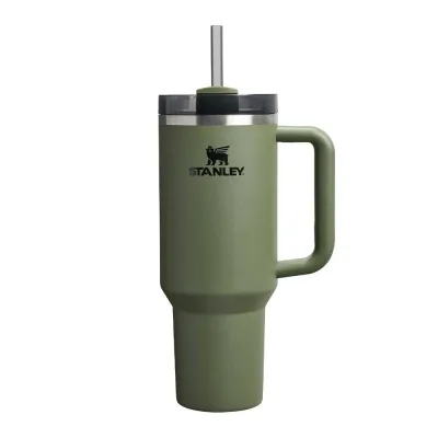 Термокружка Stanley Quencher H2.O FlowState 1,18 л из переработанной стали, с трубочкой и ручкой, Dried Pine зелёная