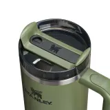 Термокружка Stanley Quencher H2.O FlowState 1,18 л из переработанной стали, с трубочкой и ручкой, Dried Pine зелёная — фото 2