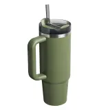Термокружка Stanley Quencher H2.O FlowState 1,18 л из переработанной стали, с трубочкой и ручкой, Dried Pine зелёная — фото 3