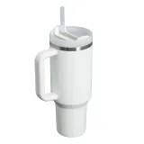 Термокружка Stanley Quencher H2.O FlowState 1,18 л с ручкой и трубочкой, сталь 18/8, Frost белая — фото 2