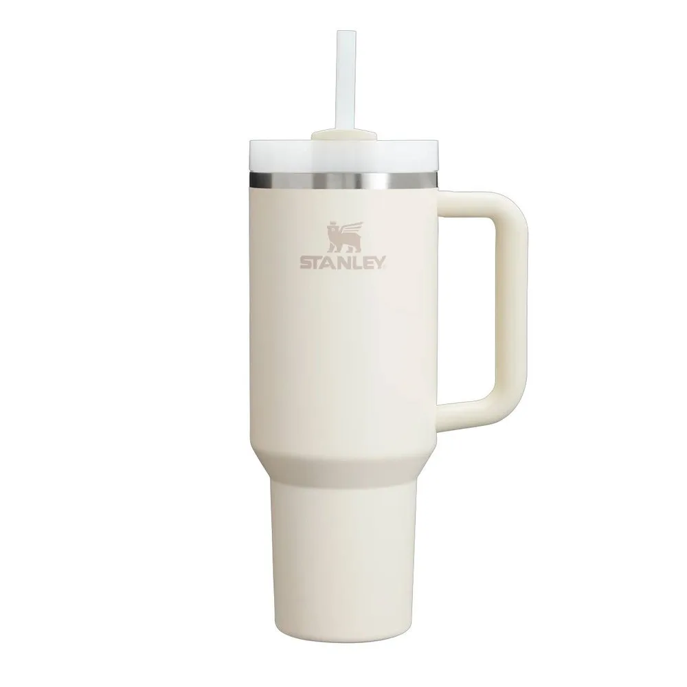 Термокружка Stanley Quencher H2.O FlowState 1,18 л с трубочкой и ручкой, сталь 18/8, Cream 2.0 кремовая