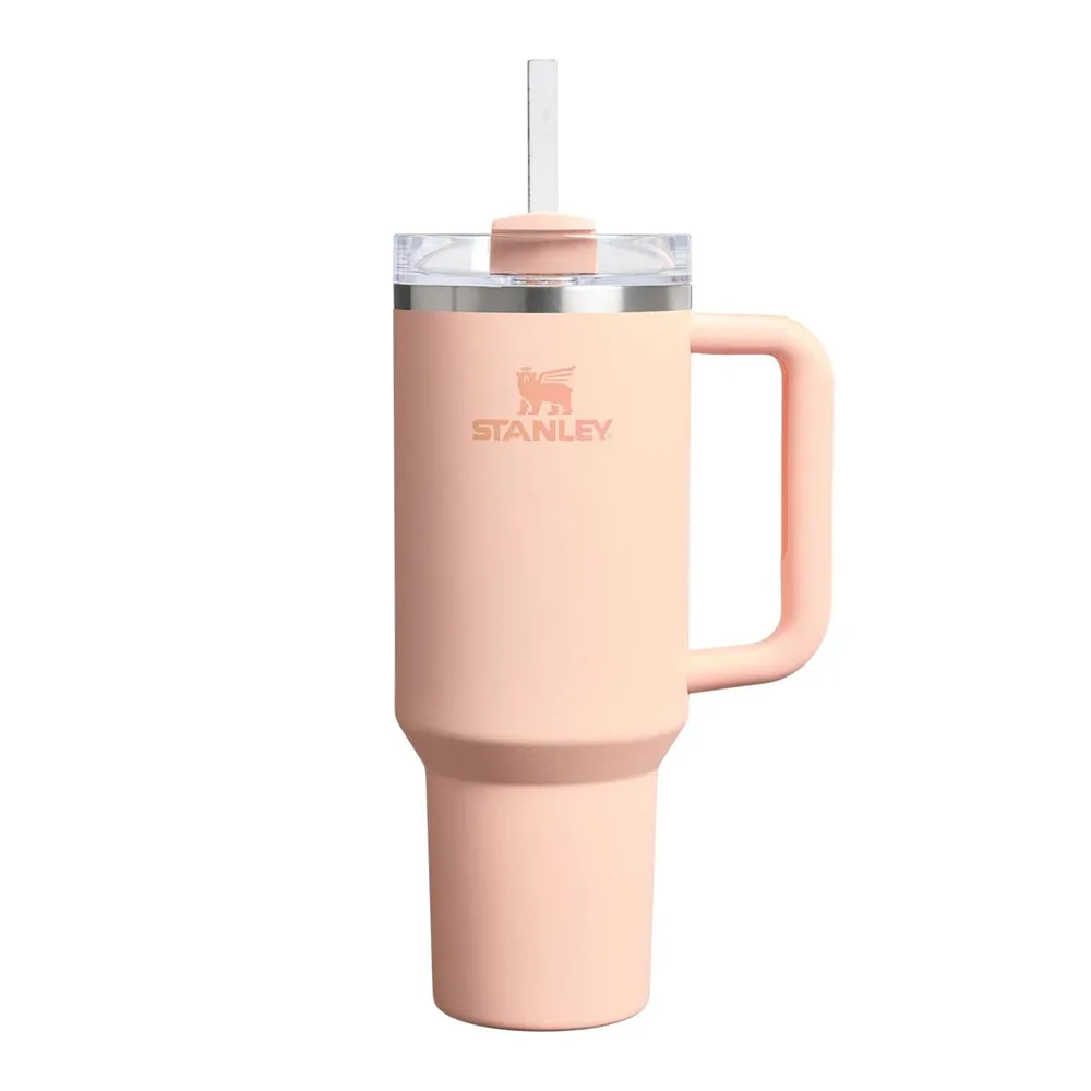 Термокружка Stanley Quencher H2.O FlowState 1,18 л с трубочкой и ручкой для правшей и левшей, Orange Cream оранжевая