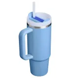 Термокружка Stanley Quencher H2.0 FlowState 890 мл с трубочкой и ручкой, для холодных напитков, голубая Blue Sky — фото 2