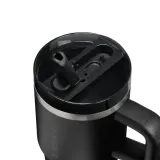Термокружка Stanley Quencher ProTour Flip Straw 0,59 л, герметичная, с трубочкой и ручкой, чёрная Black 2.0 — фото 3