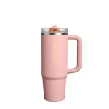 Термокружка Stanley Quencher ProTour Flip Straw 0,89 л, герметичная, мундштук и прорезиненная ручка, Peach Rose розовая — фото 1