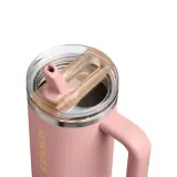 Термокружка Stanley Quencher ProTour Flip Straw 0,89 л, герметичная, мундштук и прорезиненная ручка, Peach Rose розовая — фото 3