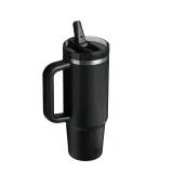 Термокружка Stanley Quencher ProTour Flip Straw 0,89 л с мундштуком и резиновой ручкой, Black 2.0 чёрная — фото 2