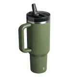 Термокружка Stanley Quencher ProTour Flip Straw 1,18 л с откидной трубочкой, зелёная Dried Pine — фото 2