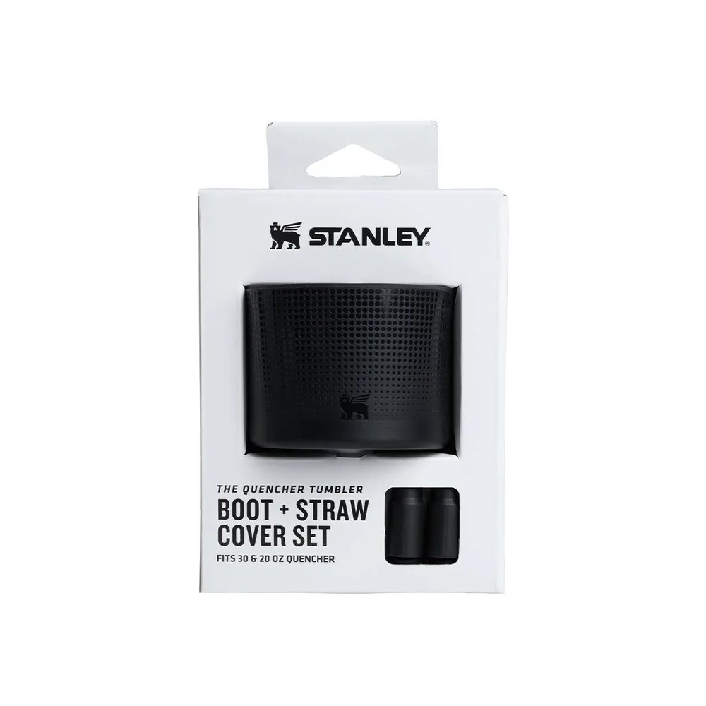 Набор силиконовых аксессуаров для Stanley Quencher 0,6 л / 0,89 л: накладка на дно и 2 колпачка для трубочки, чёрный Black