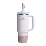 Набор силиконовых аксессуаров для Stanley Quencher 0,6 л / 0,89 л: накладка на дно и 2 колпачка для трубочки, розовый Pink Dust — фото 3