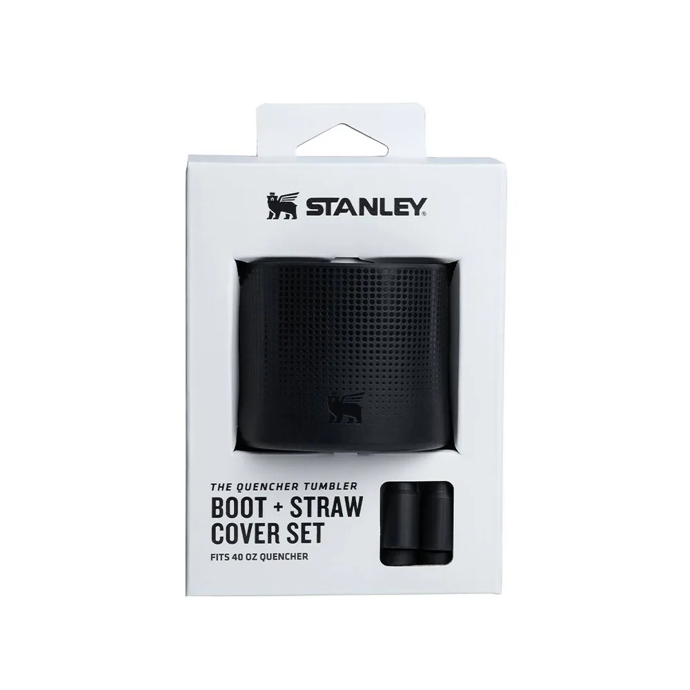 Набор силиконовых аксессуаров для Stanley Quencher 1,18 л: накладка на дно и 2 колпачка для трубочки, чёрный Black